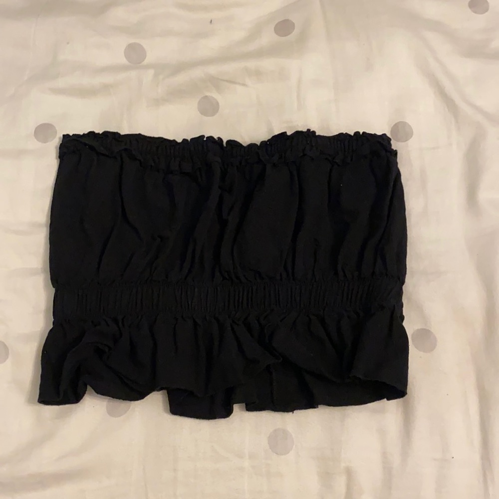 Black Ruffle Tube Top